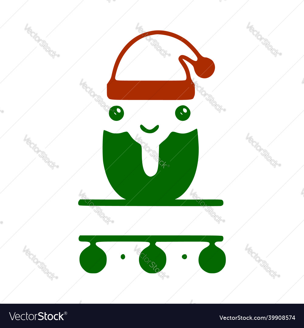 Number 0 cute christmas character name monogram