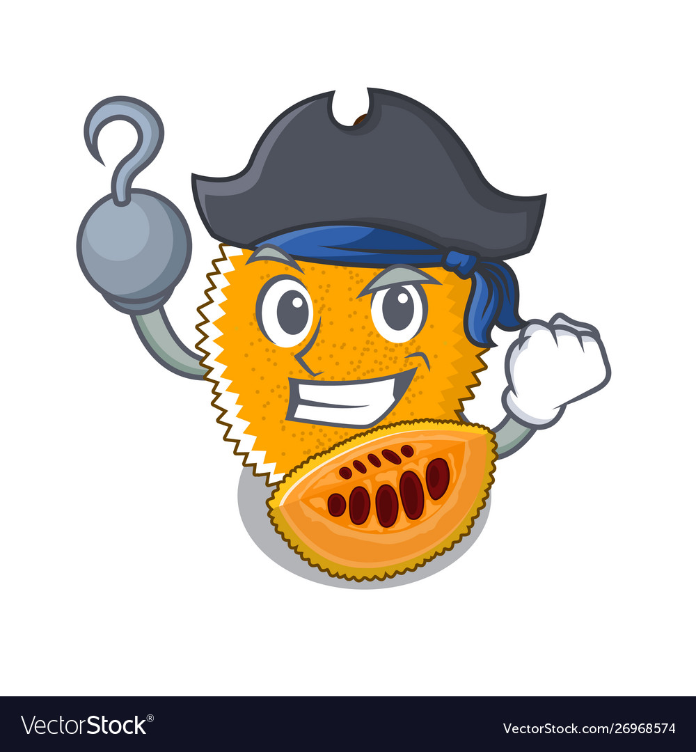 Pirate gac fruit in a cartoon fridge Royalty Free Vector