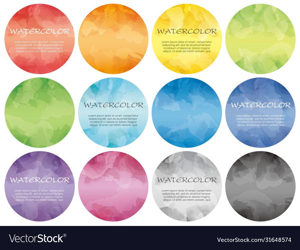 Round watercolor background set