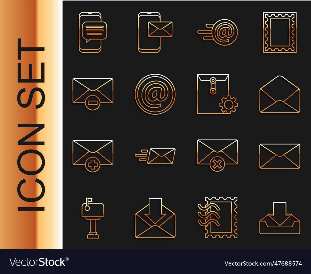 Set line download inbox envelope mail and e-mail vector image Set line download inbox envelope mail and e-mail