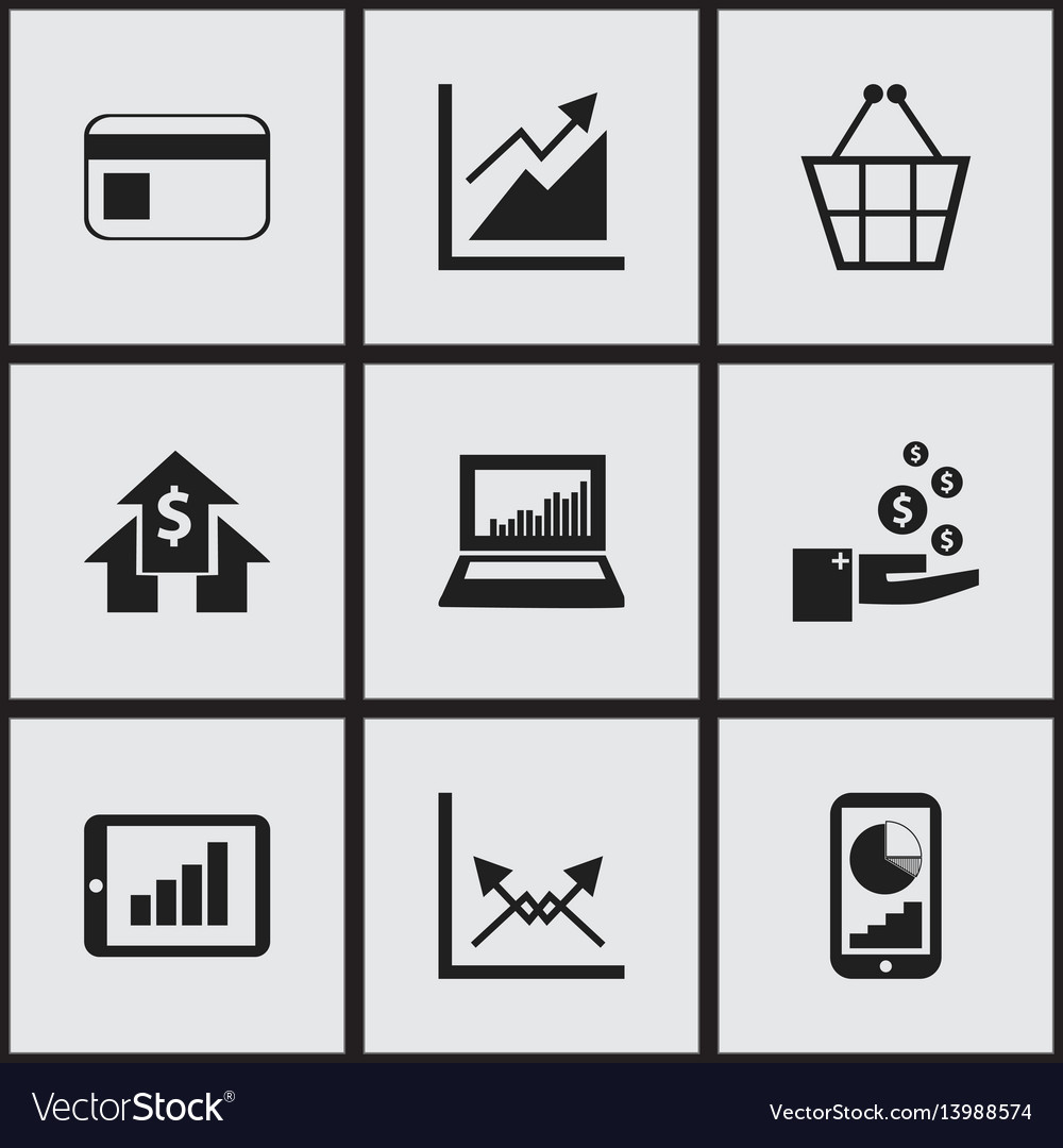 Set of 9 editable statistic icons includes vector image Set of 9 editable statistic icons includes