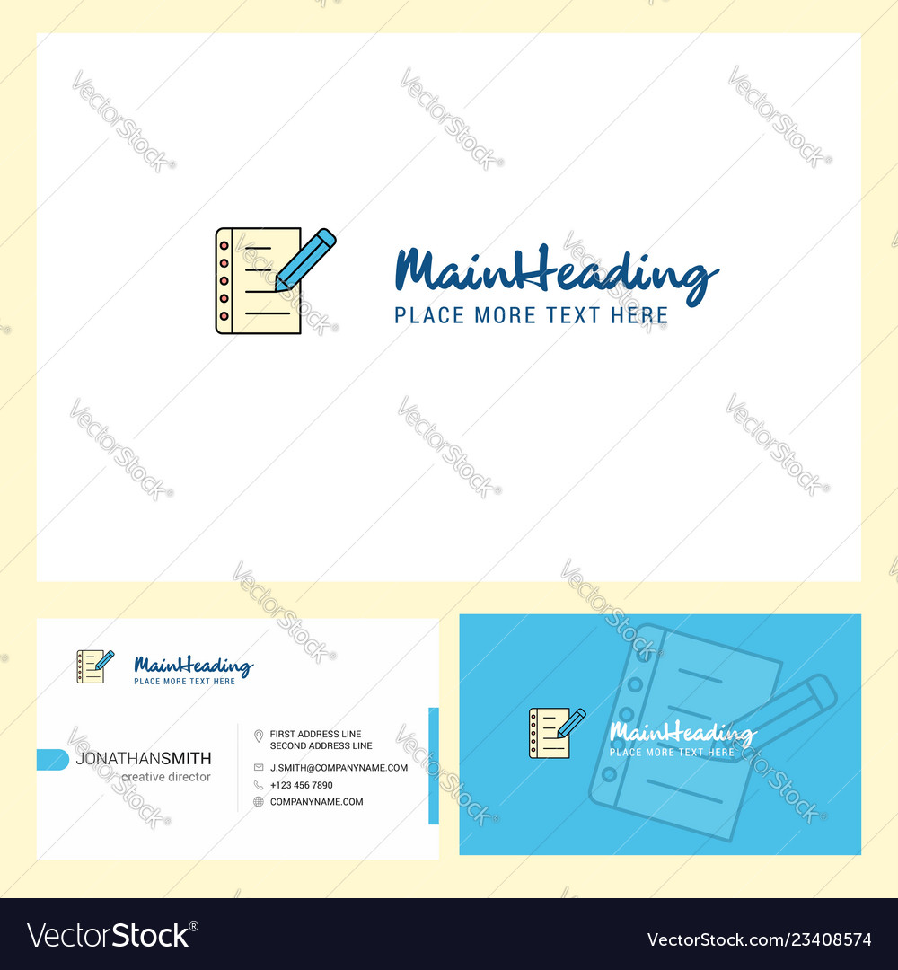 Writing on notes logo design with tagline front
