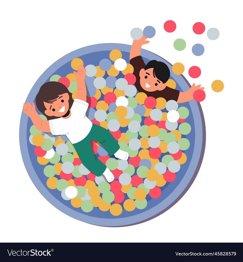 Children playing smiling and having fun in pool vector image Children playing smiling and having fun in pool