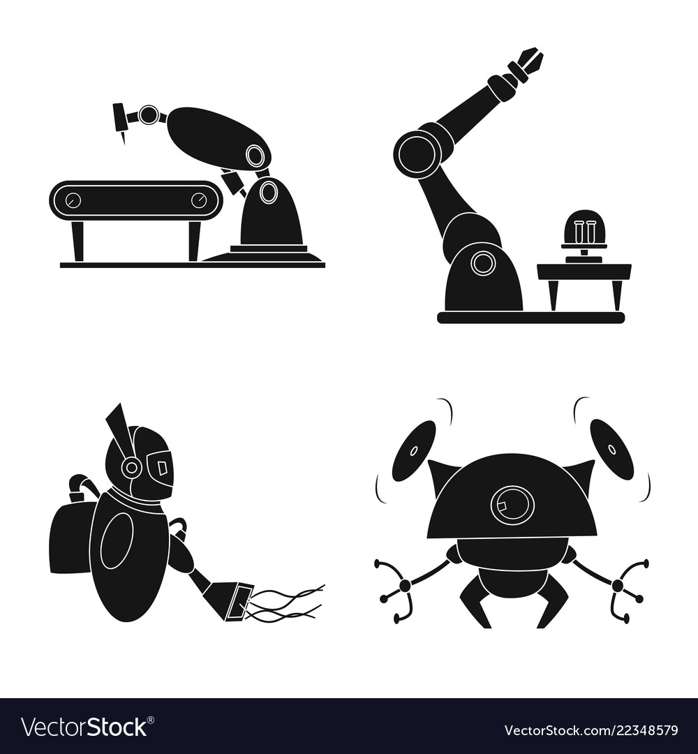 Design of robot and factory symbol vector image Design of robot and factory symbol