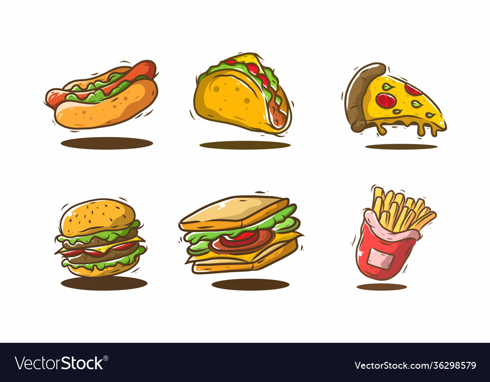 Fast food set drawing