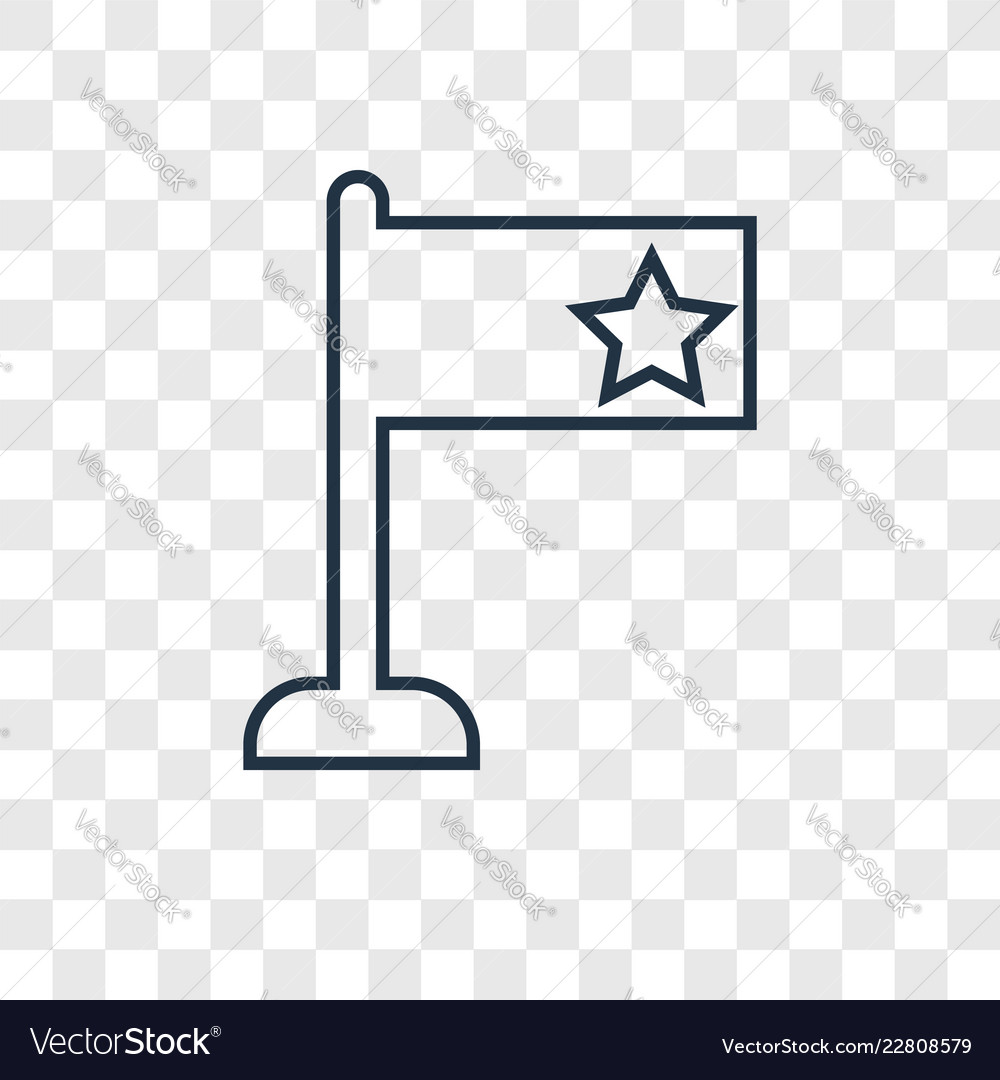 Flag concept linear icon isolated on transparent vector image Flag concept linear icon isolated on transparent