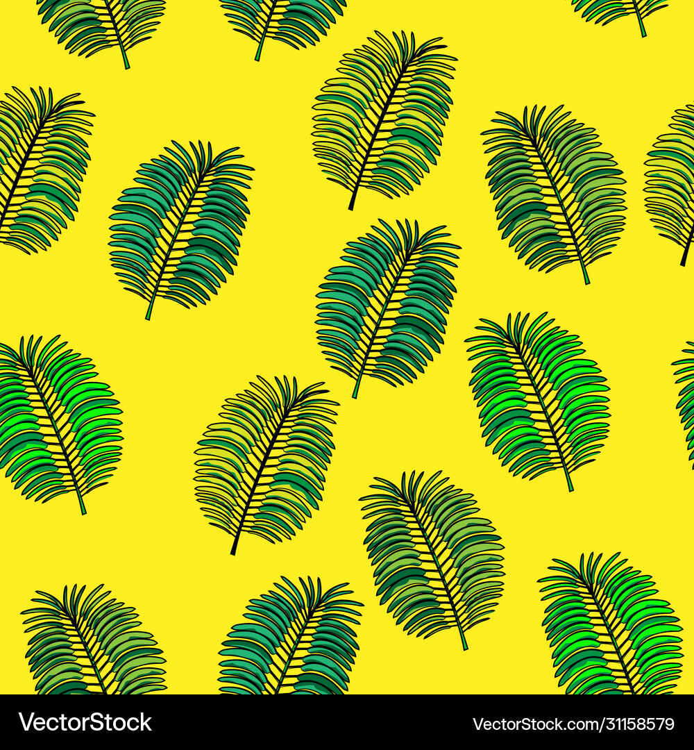 Green palm leaf seamless pattern coconut tree Vector Image