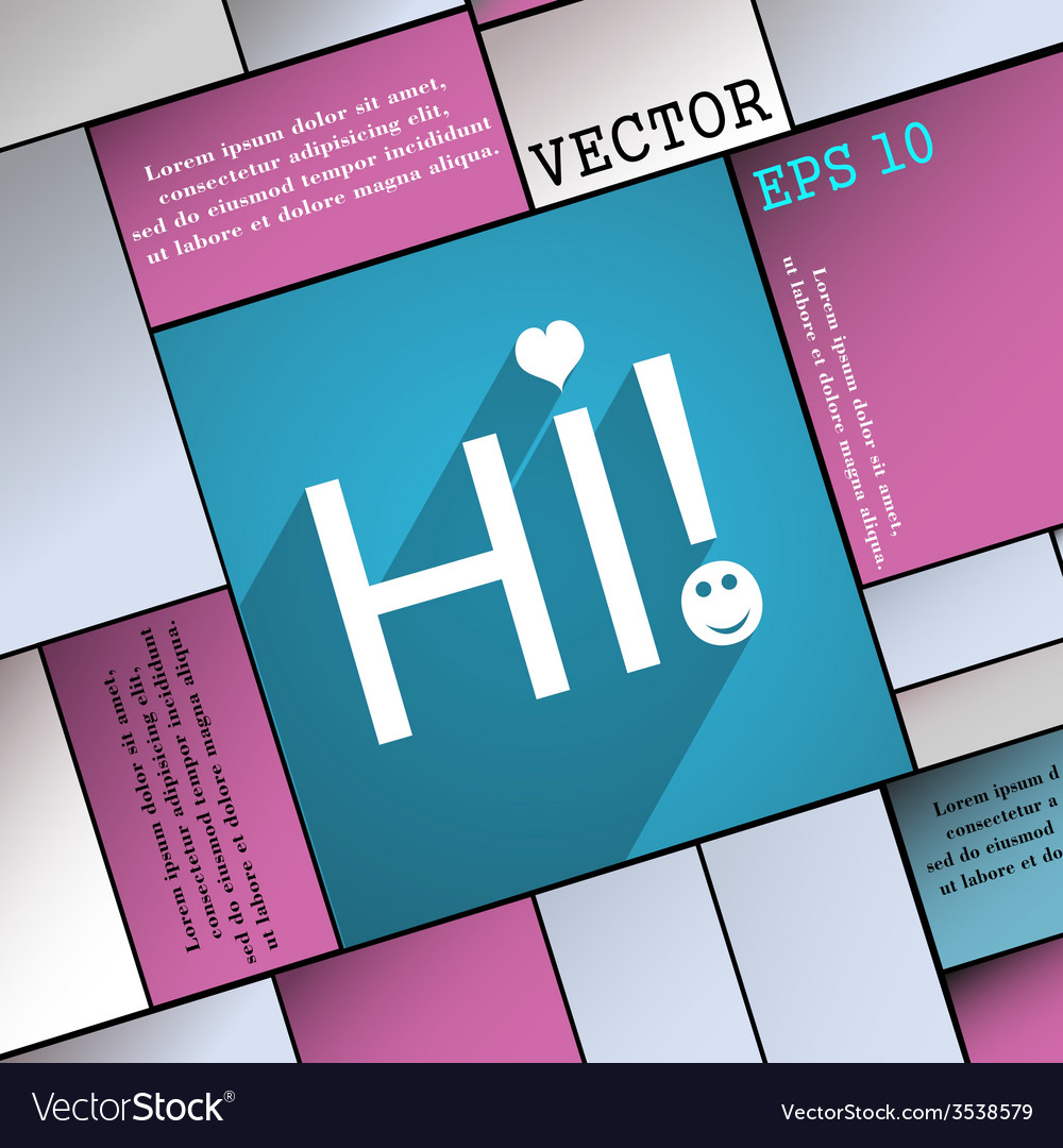 Hi icon symbol flat modern web design with long