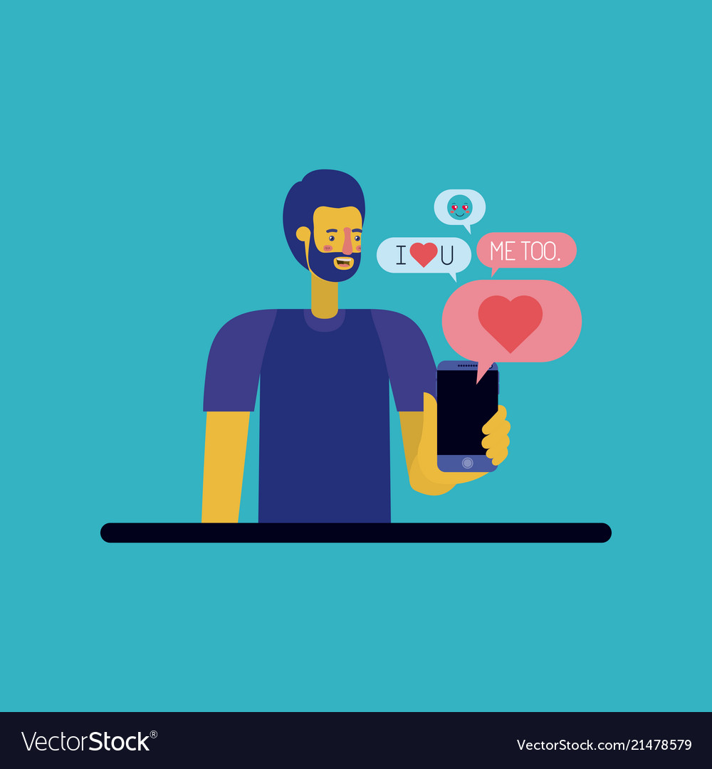 Man chating with smartphone