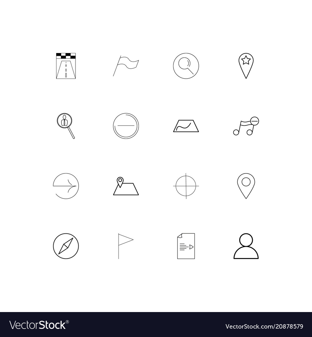 Maps and navigation linear thin icons set