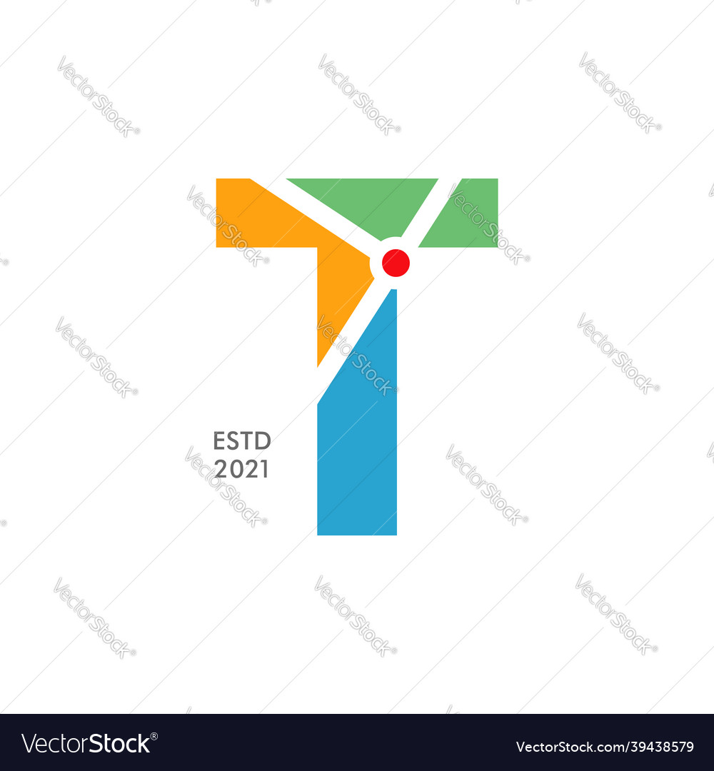 Modern initial t maps Vector Image Modern initial t maps