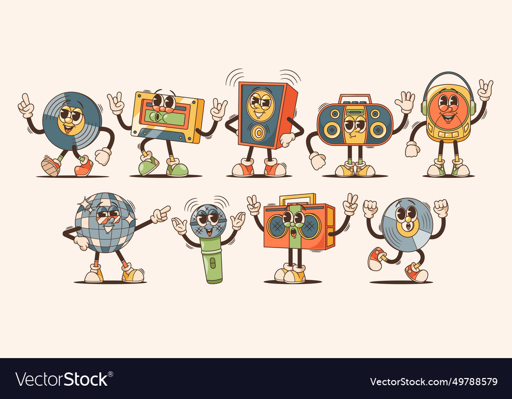 Retro Audio Characters - Disco & Vinyl