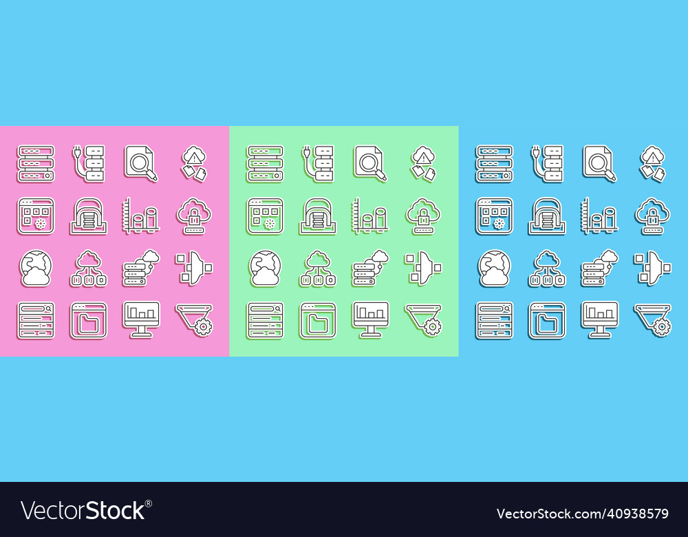 Set line filter setting cloud computing lock vector image Set line filter setting cloud computing lock