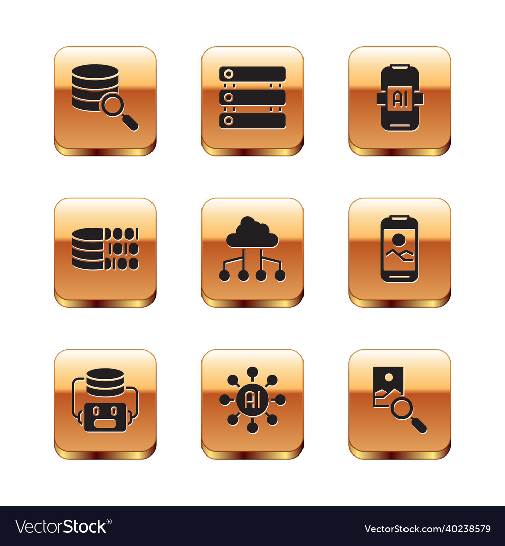 Set server artificial intelligence robot neural vector image Set server artificial intelligence robot neural