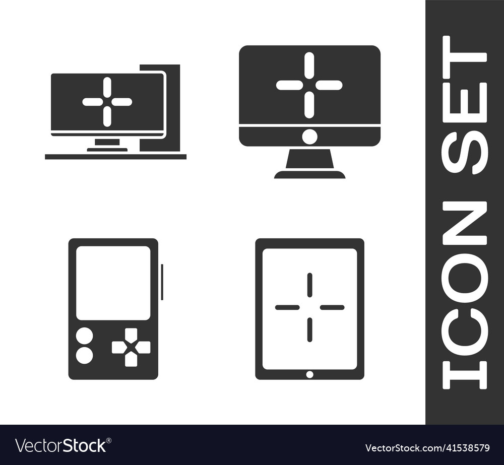 Set tablet computer monitor portable video game vector image Set tablet computer monitor portable video game
