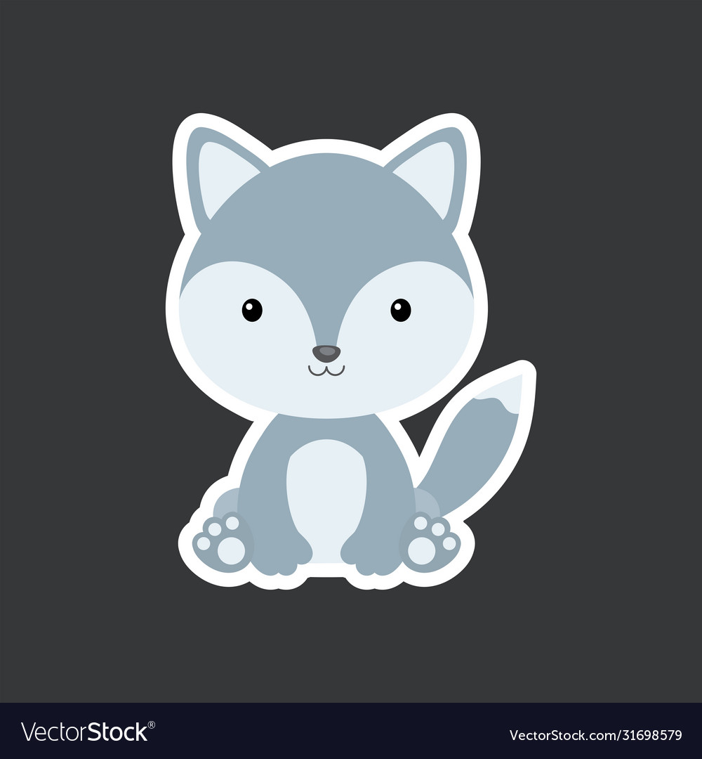 Sticker cute baby wolf sitting adorable