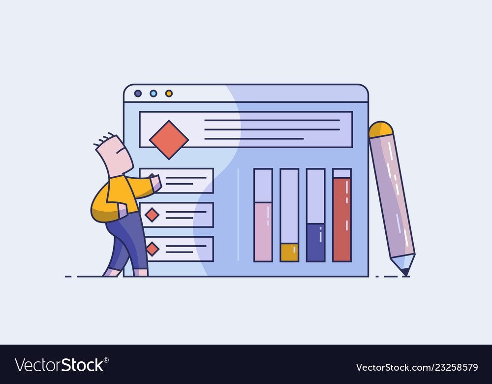 Web-Entwickler oder Designer arbeitet an der Erstellung vector image Web-Entwickler oder Designer arbeitet an der Erstellung