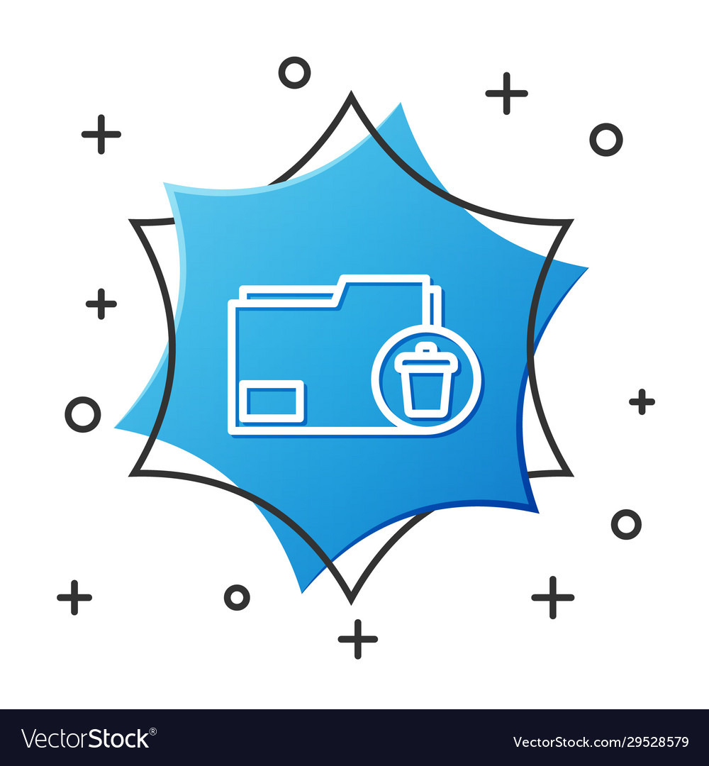 White line delete folder icon isolated on vector image White line delete folder icon isolated on