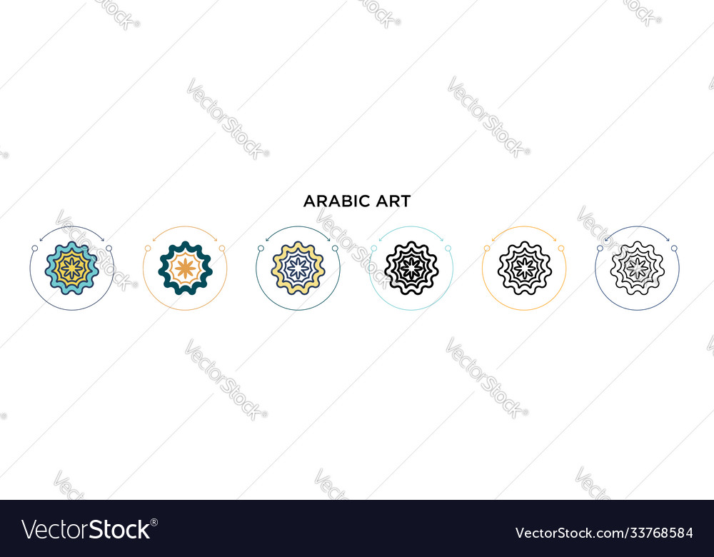 Arabic art icon in filled thin line outline