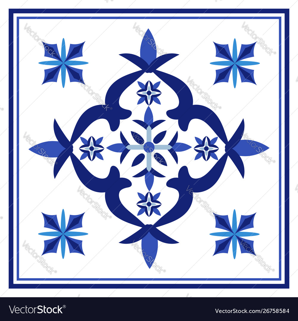 Azulejos portuguese traditional ornamental tile