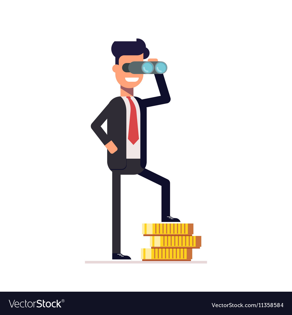 Businessman looking through binoculars