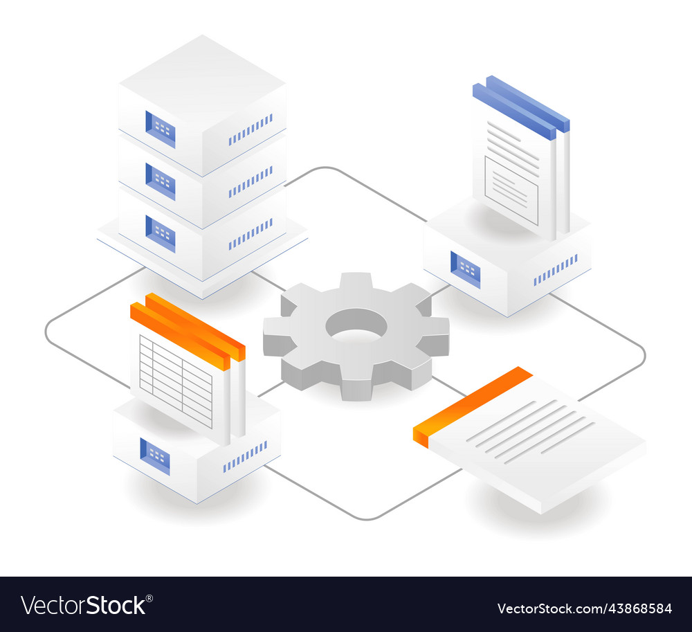 Cloud Server Prozess Dokumentendatenbank Netzwerk vector image Cloud Server Prozess Dokumentendatenbank Netzwerk