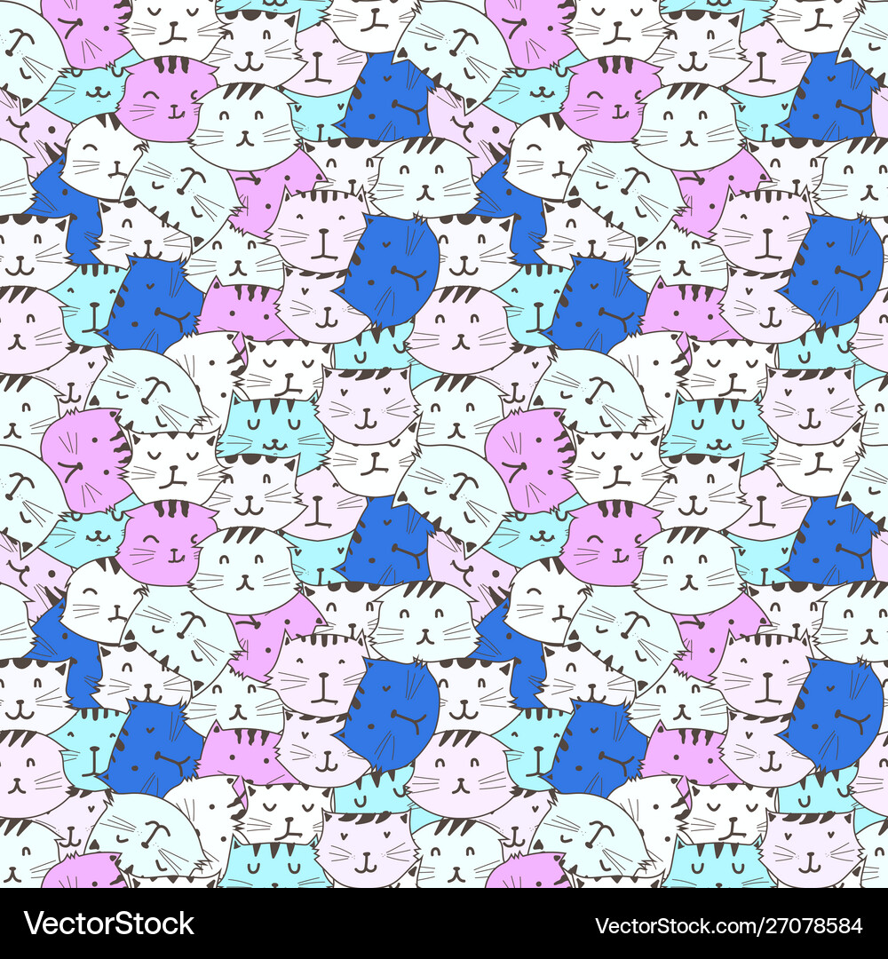 Cute cat seamless pattern background Royalty Free Vector