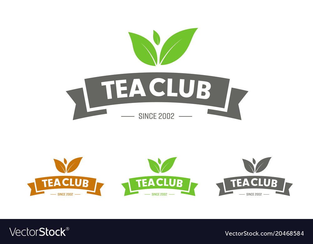 Design logo with ribbon and leaves for tea club Vector Image