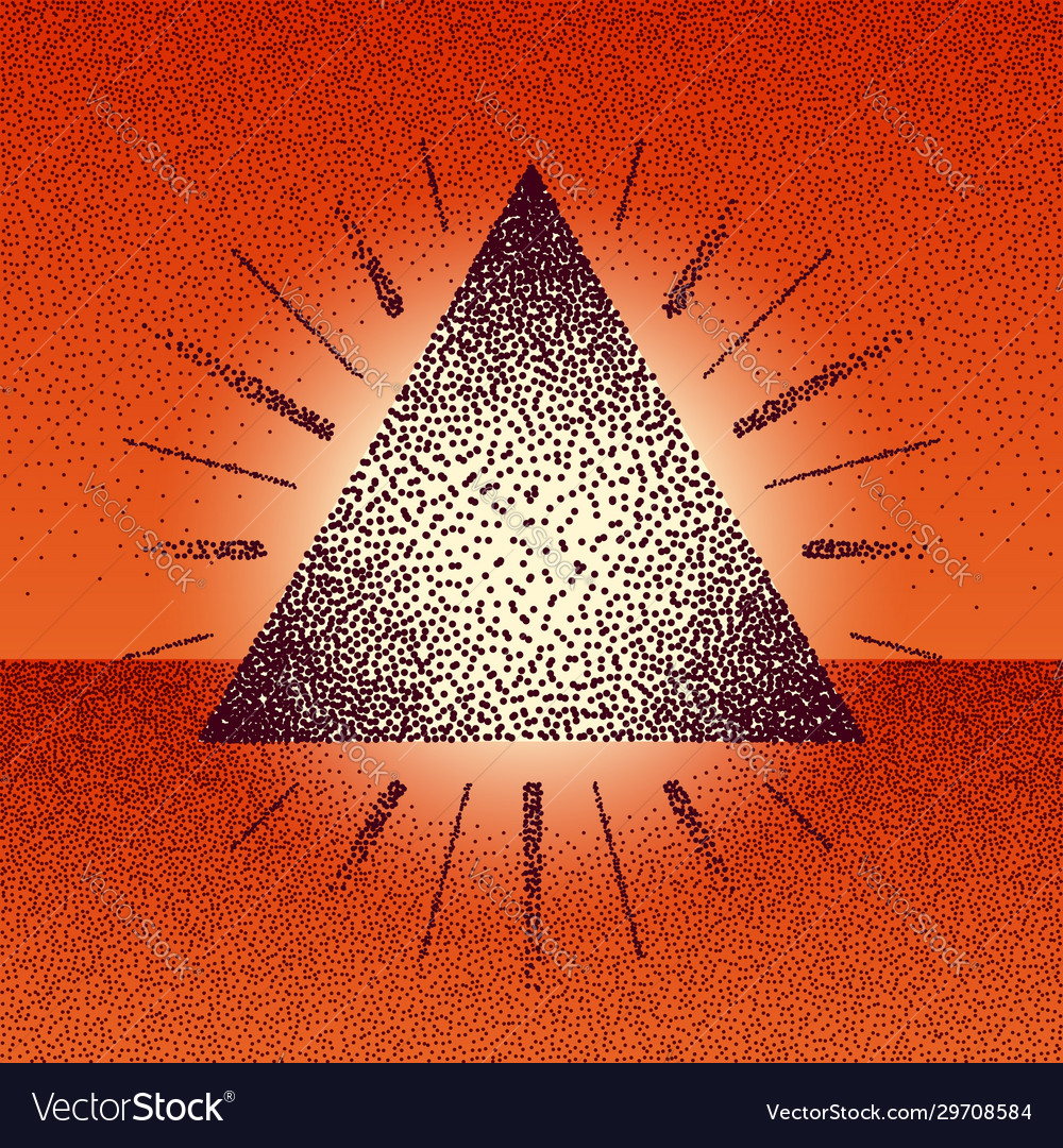 Dotwork raster triangle with rays vector image Dotwork raster triangle with rays