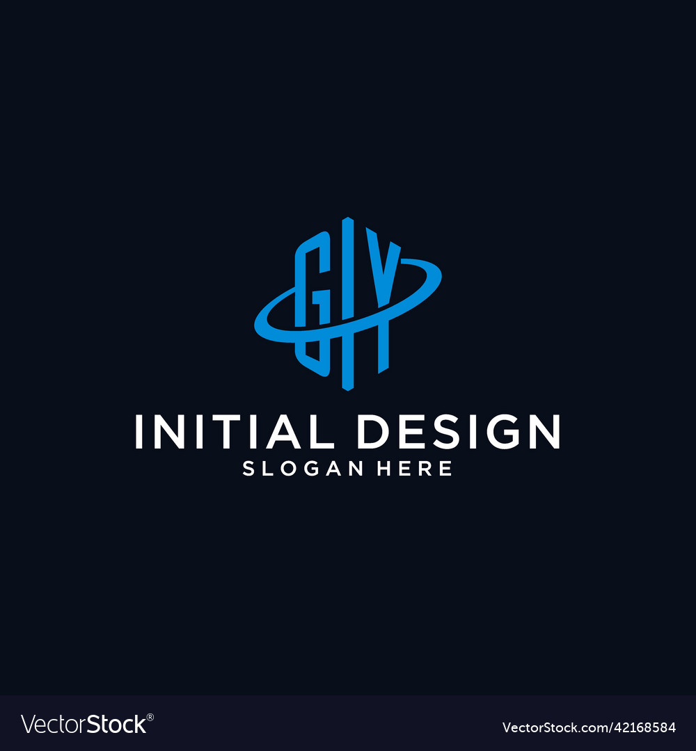 Gy initial monogram logo with hexagonal shape Vector Image Gy initial monogram logo with hexagonal shape