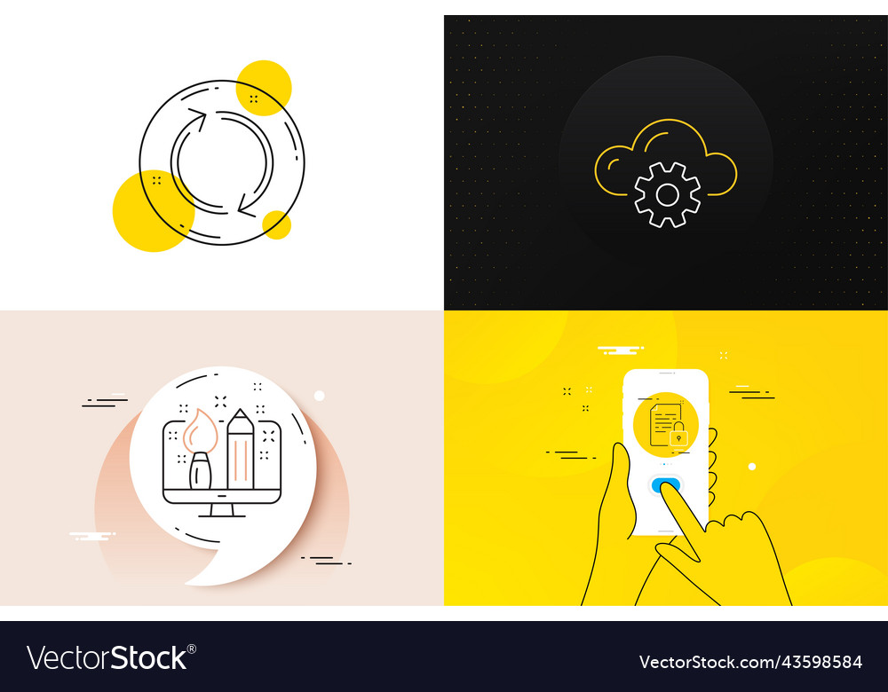 Minimal set of refresh creative design and lock vector image Minimal set of refresh creative design and lock
