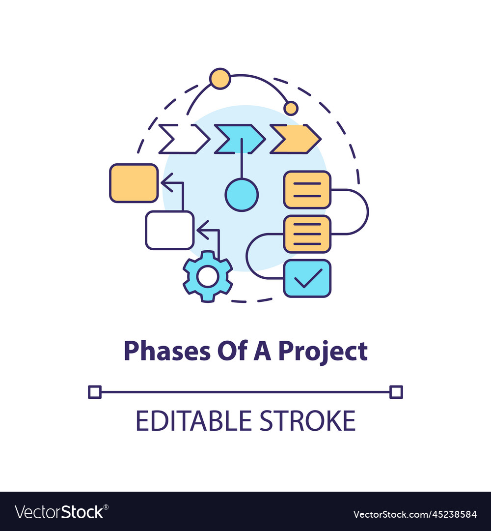 Phases of project concept icon Royalty Free Vector Image