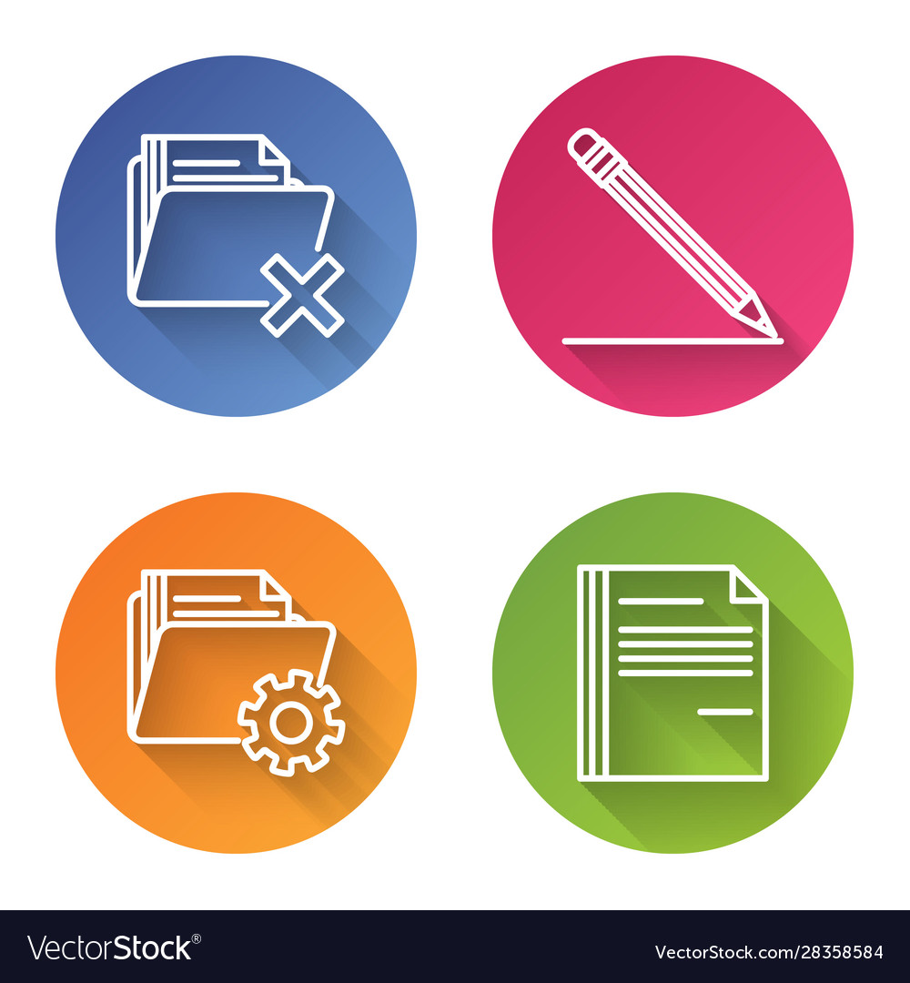Set line delete folder pencil with eraser vector image Set line delete folder pencil with eraser