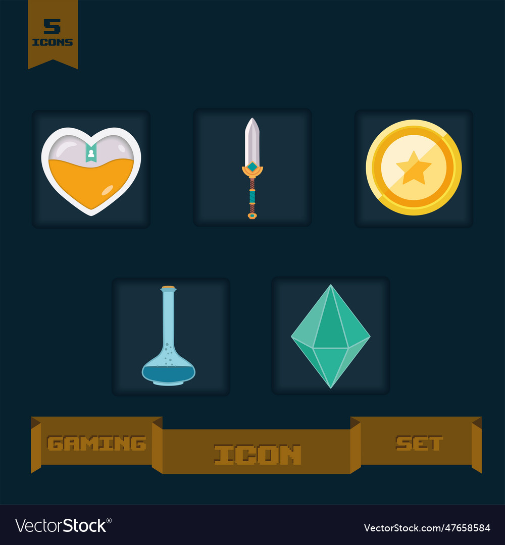 Set of different retro videogame icons vector image Set of different retro videogame icons