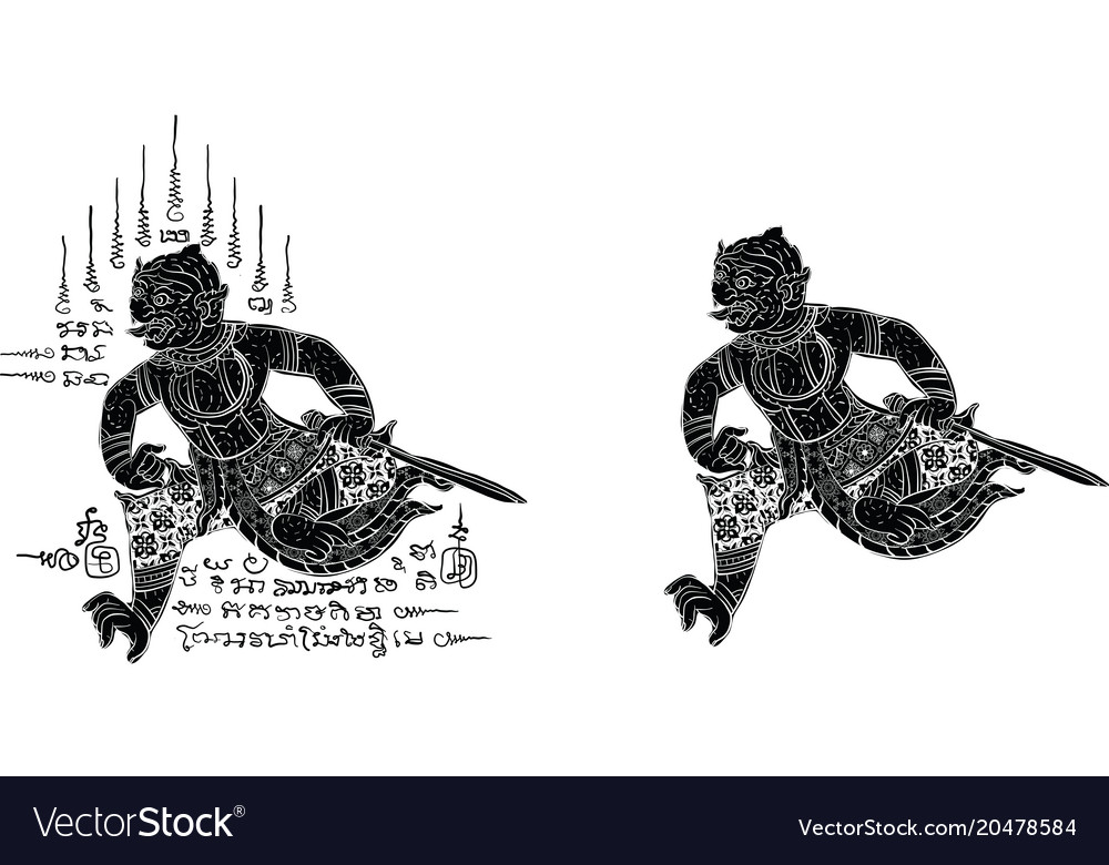 Thai traditional painting tattoo hanuman