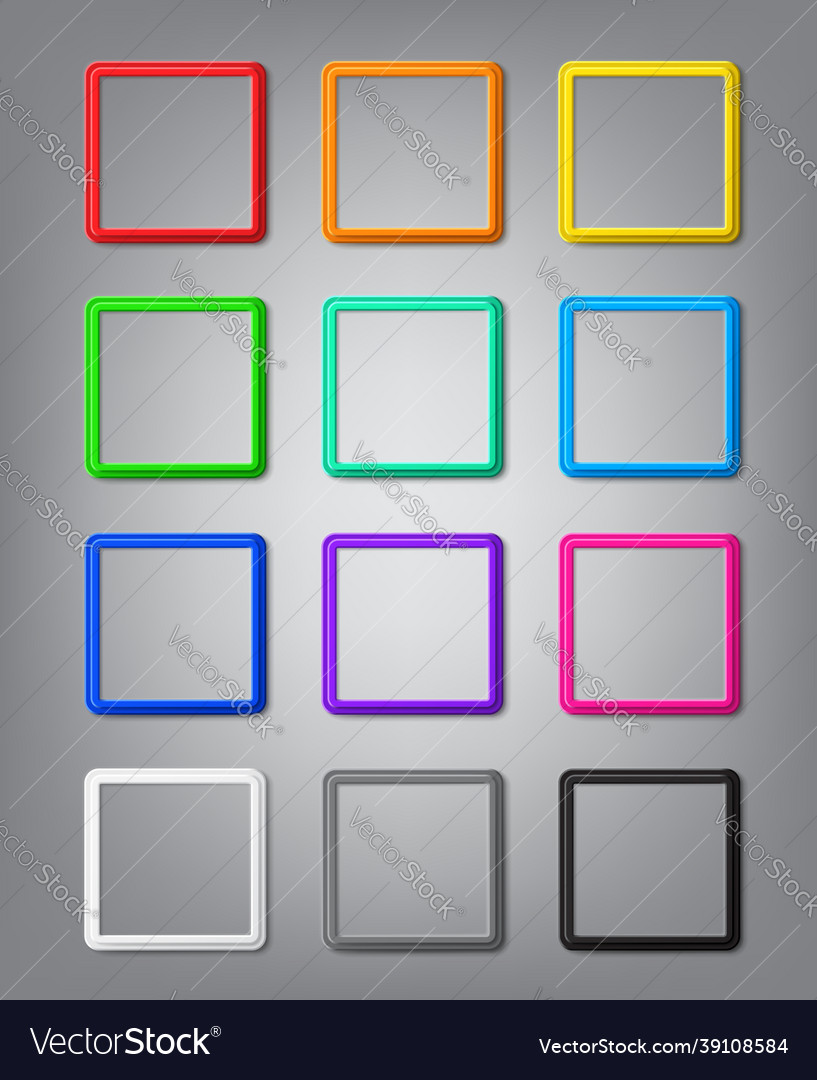 Twelve Square Frames with Shadows