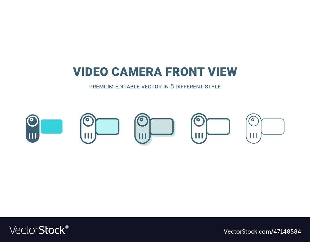 Videokamera Frontansicht Symbol in 5 verschiedenen Stil