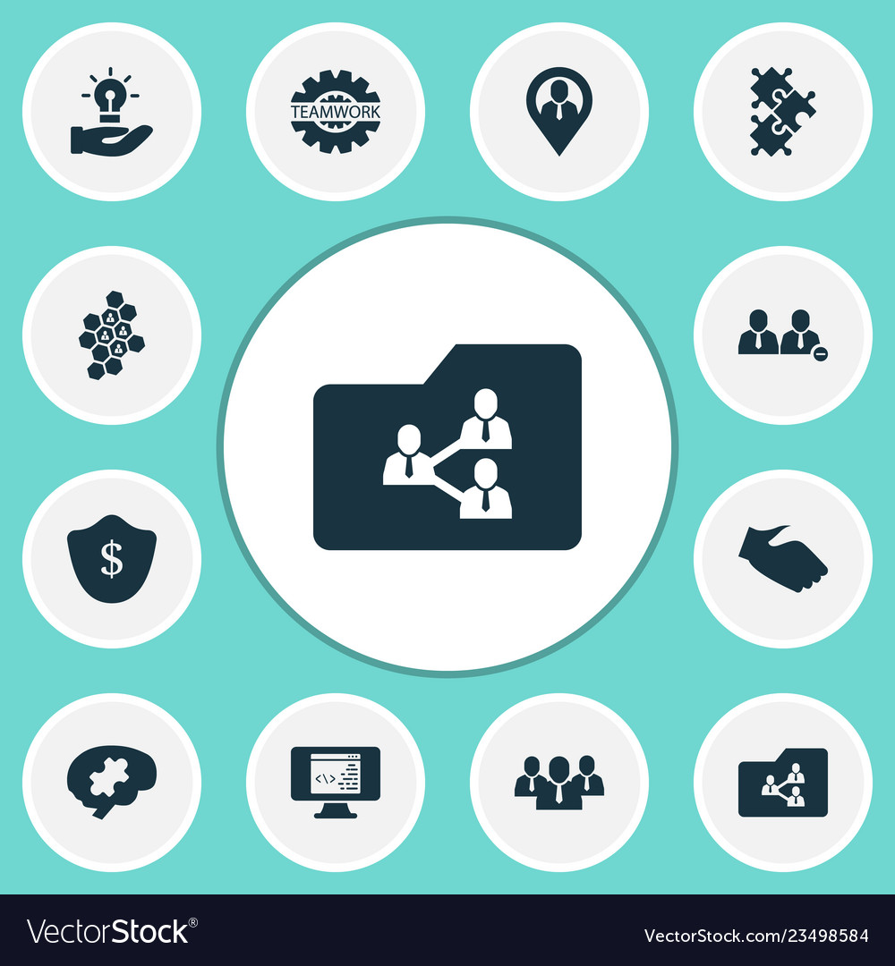 Work icons set with group challenge shared