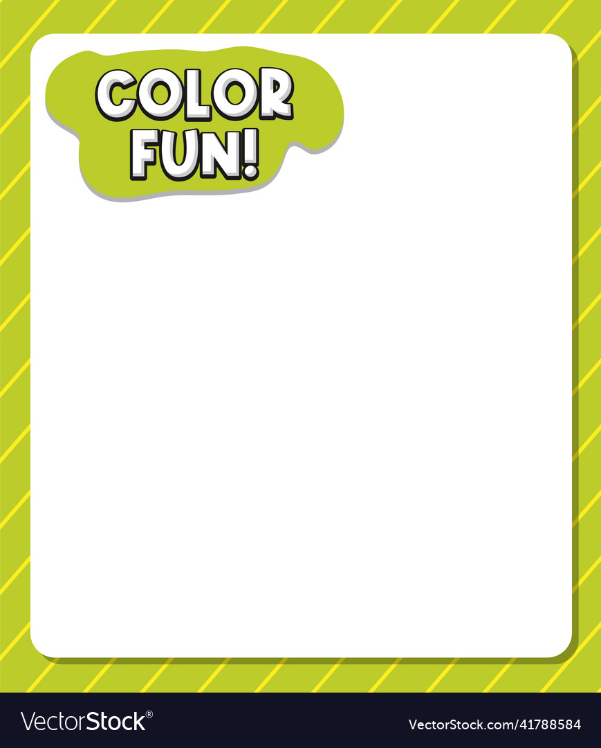 Worksheets template with color fun text Royalty Free Vector