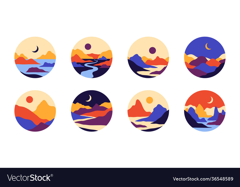Abstract contemporary aesthetic set round vector image Abstract contemporary aesthetic set round
