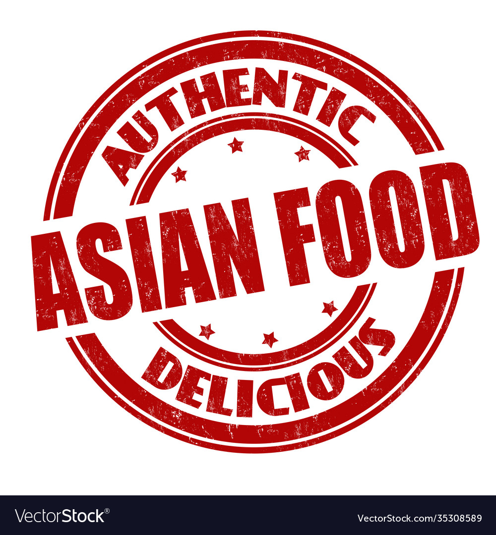 Asian food sign or stamp Royalty Free Vector Image