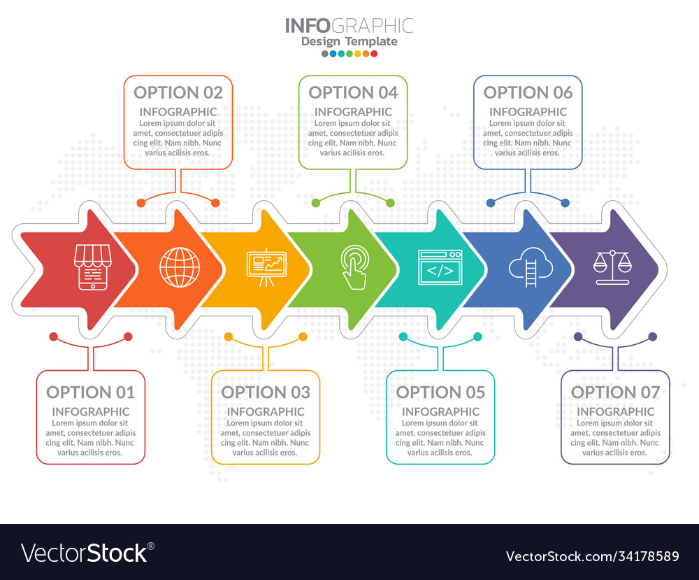 Business 7 step process chart infographics with Vector Image