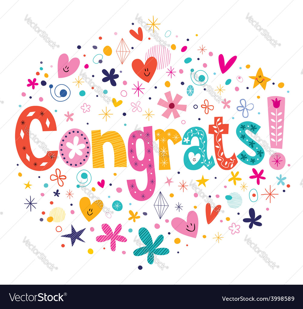 Congrats typography lettering decorative text card