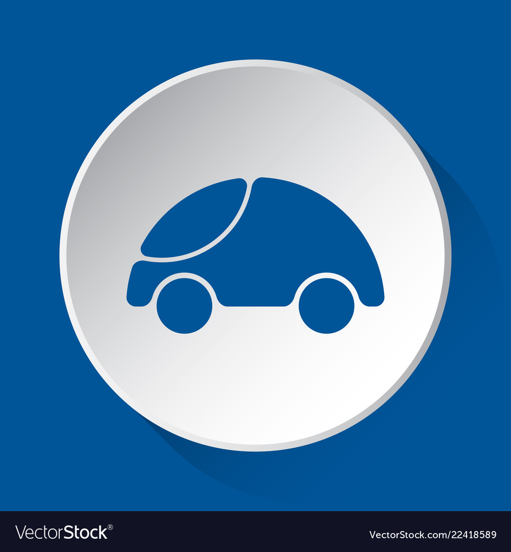 Cute rounded car simple blue icon on white button