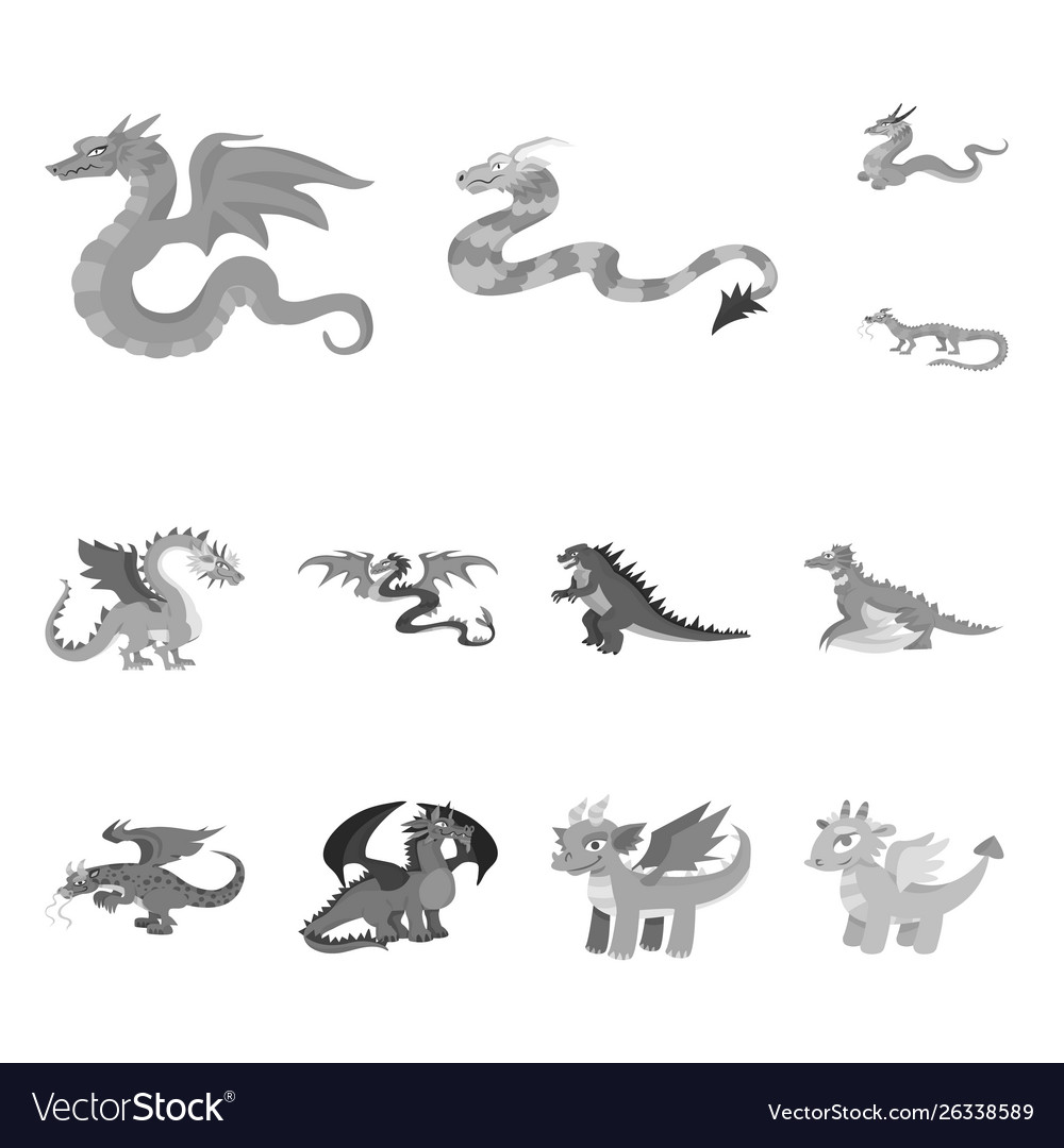 Isolated object wild and mythical sign set Vector Image Isolated object wild and mythical sign set