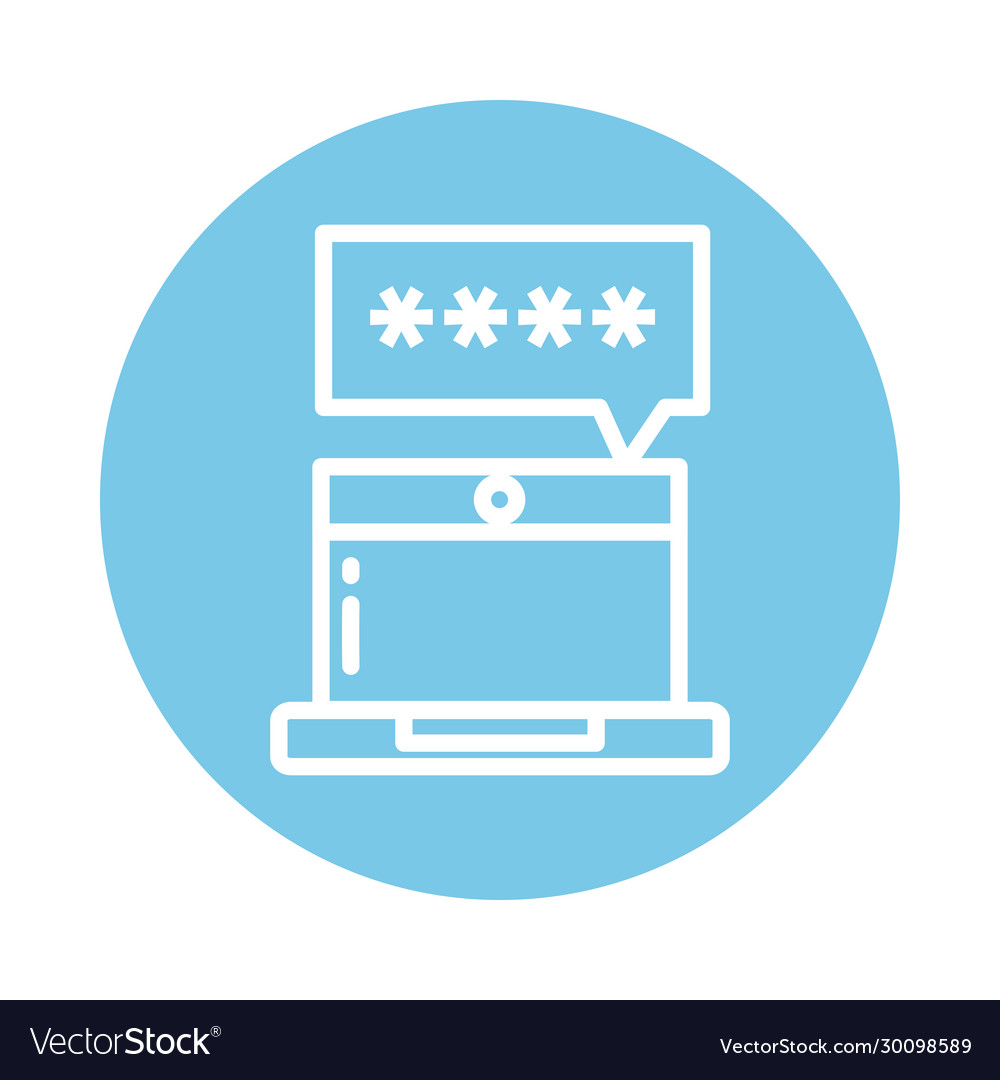 Laptop with password block and flat style icon Vector Image Laptop with password block and flat style icon