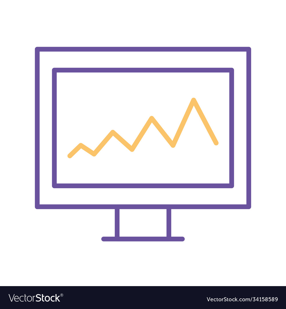 Line chart in computer style icon