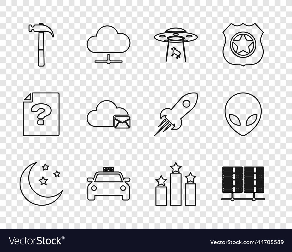 Set line moon and stars server data web hosting vector image Set line moon and stars server data web hosting