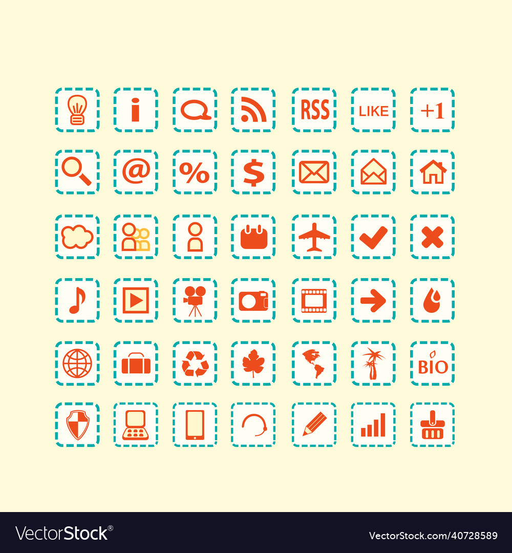 Set of media computer square icons vector image Set of media computer square icons
