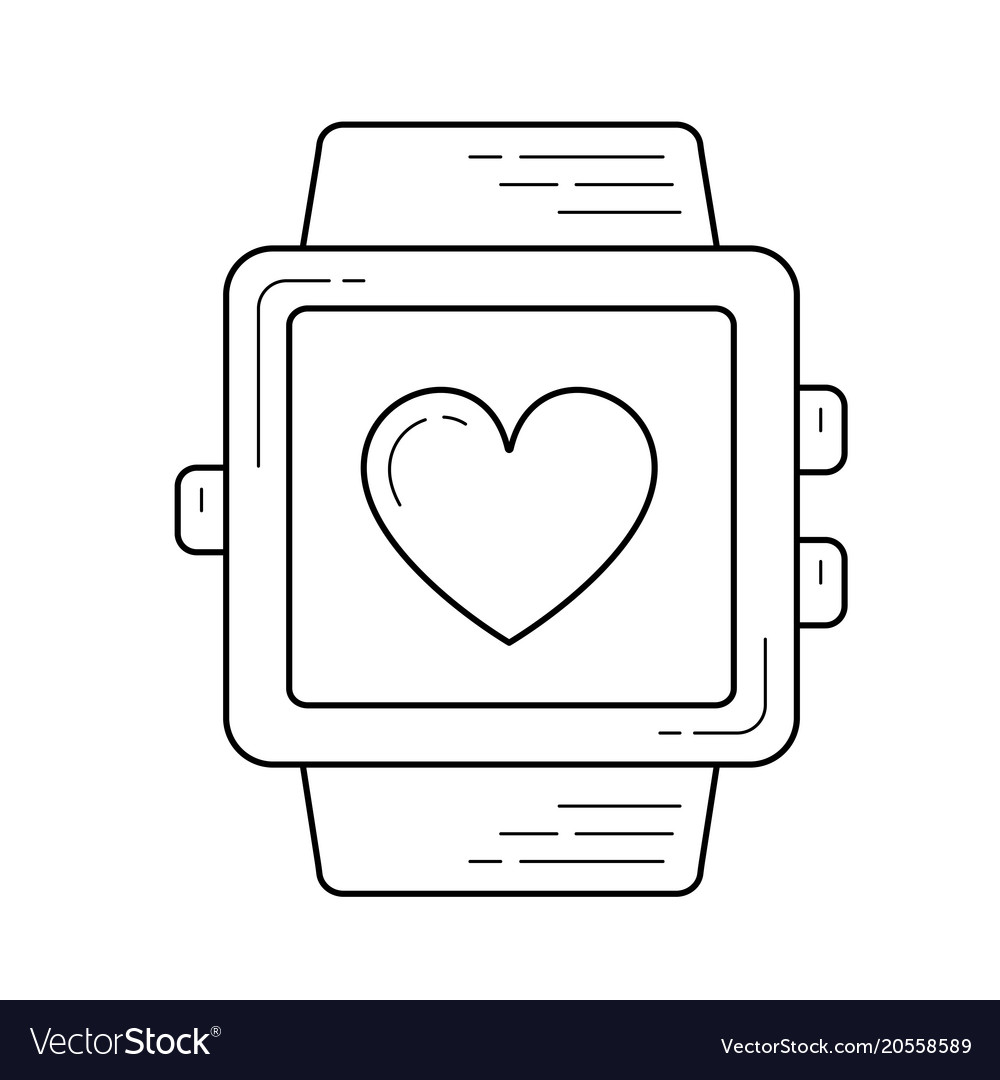 Smartwatch with heart line icon